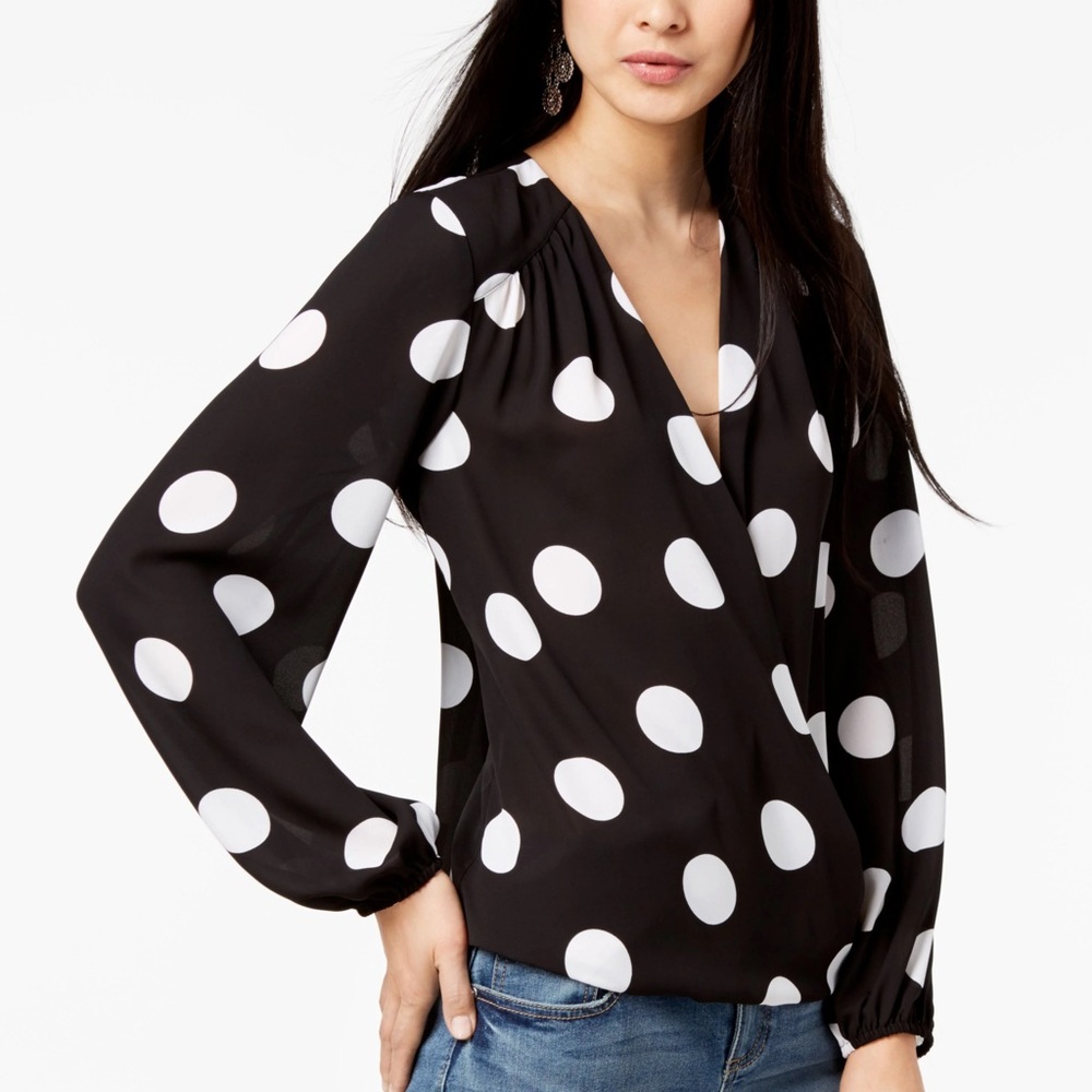 INC International Concepts Surplice Top Sprinkle Dot . Medium. NWOT